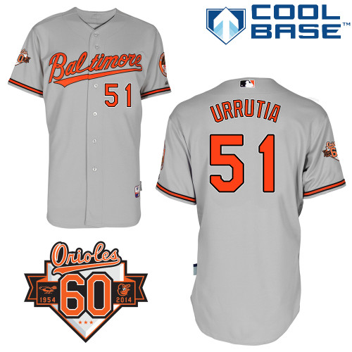Henry Urrutia #51 Youth Baseball Jersey-Baltimore Orioles Authentic Road Gray Cool Base MLB Jersey